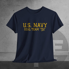 US Navy Seal Team T-shirt Distressed Logo Tee Military Veteran Gift