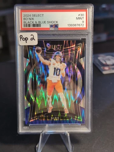 2024 Panini Select - Concourse Bo Nix #30 Red & Blue Shock Prizm (RC) PSA 9