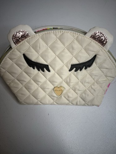 Betsey Johnson Kitsch Quilted Cosmetic Pouch Makeup Bag Purse Lined Cream NWT - Picture 9 of 9