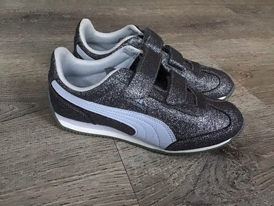 Puma Youth Girls Size 3.5C Shoes Whirlwind Glitz Silver Fashion Sneakers 363973
