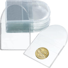 Fainne 50 Pcs Single Pocket Coin Sleeves Collector Individual Clear Plastic Slee