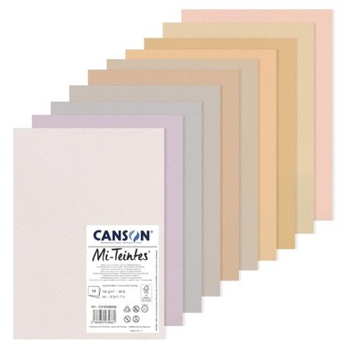 CANSON MI-TEINTES Pastellpapier A4 160g farbig Baumwolle zweiseitig 10 Blatt