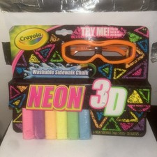 NEON 3D Sidewalk Chalk with 6 Washable Colors and 3D Glasses by Crayola