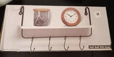 Always Home Encore White Shelf with 4 Black Hooks and Hardware New In Box