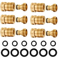 3/4" Brass Quick Connect Hose Fittings - No-Leak Male  Female Adapters 6 Sets 
