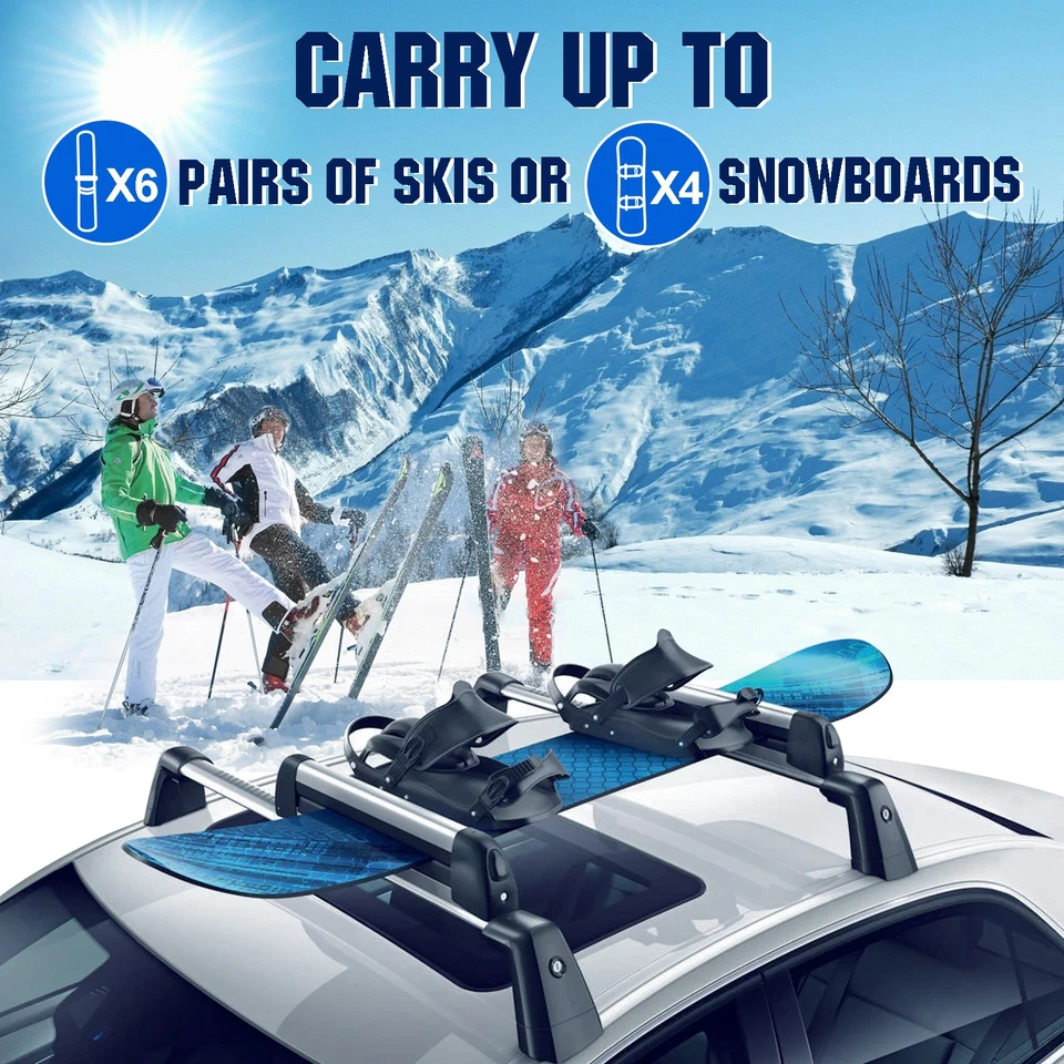 Montaje de barras transversales para techo de auto esquí snowboard se adapta a barras transversales + bloqueo para GMC Yukon XL 1500 Foto 3 de 4
