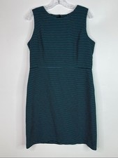 Talbots Sleeveless Blue Black Horizontal Striped Dress Size 16P