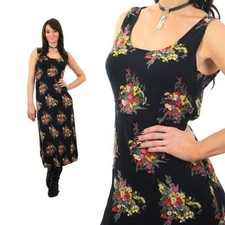 Vintage VTG 90s grunge dress cottagecore floral print prairie midi sundres