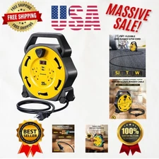 Effortless 25FT Cord Reel: 4 Power Outlets, 2 USB Fast Charge & Easy Carry