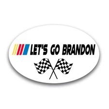 Let's Go Brandon Race-Themed Oval Magnet Decal, 4x6 Inches, Automotive Magnet