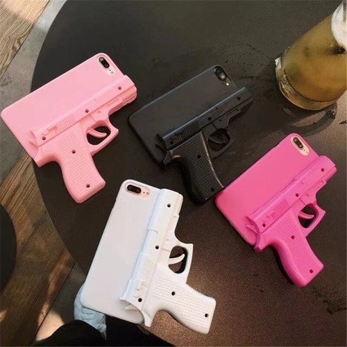 Cute Fun Toy Pistol Gun Silicone Phone Case For iPhone 12 13 14 15 16 17 Pro Max - Picture 7 of 20