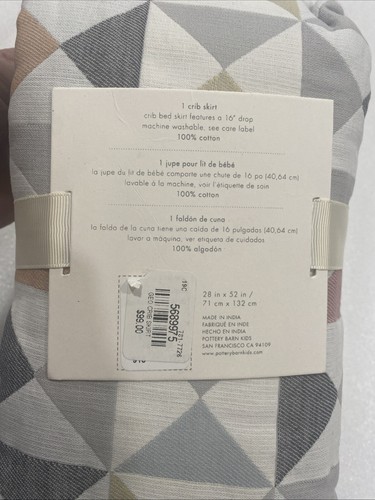 Pottery Barn Baby/ Kids Geo Crib Skirt New In Package One Size New Unisex - Picture 2 of 9