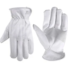 Wells Lamont M Goatskin Leather Driver Pearl Gray Gloves Medium