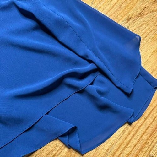 Y2K Adrianna Papell Handkerchief Skirt Women's Size 10 Blue Embellished Midi - Picture 6 of 8