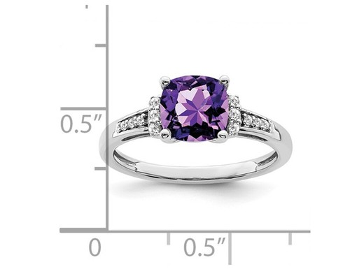 1.75 Carat (ctw) Cushion-Cut Amethyst Ring in 14K White Gold - Picture 3 of 4