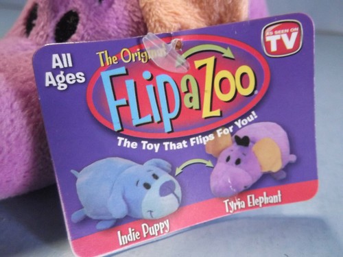 Little Flipzees Flipazoo 5" Blue Indie Puppy Flip to Purple Tyria Elephant - Picture 3 of 9