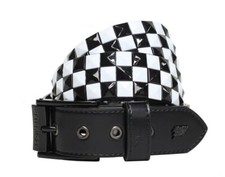 Triple Studded Leather Belt Black and White - Lowlife