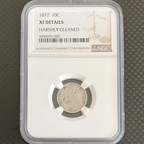 1877 Seated Liberty Dime NGC XF Details - No Arrows