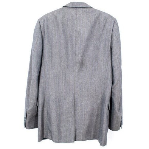 Vintage Gray Downing Street Hand Tailored Mens Wool Blazer Size 40R With Blue Li - Afbeelding 6 van 6