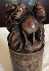 OrIental Chinese CARVED FIGURAL DRAGON Signed  Cylinder STONE INK SEAL — photo 3