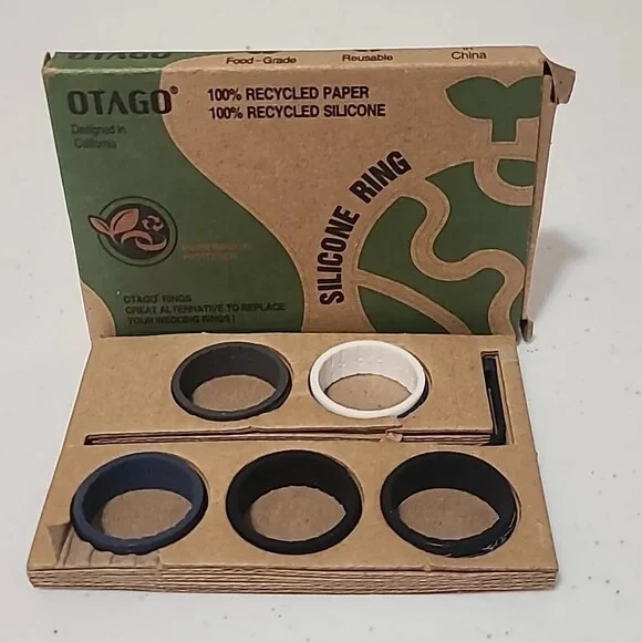 Otago Silicone Rings Replace Wedding Rings Men 5 pack American Flag Black Blue