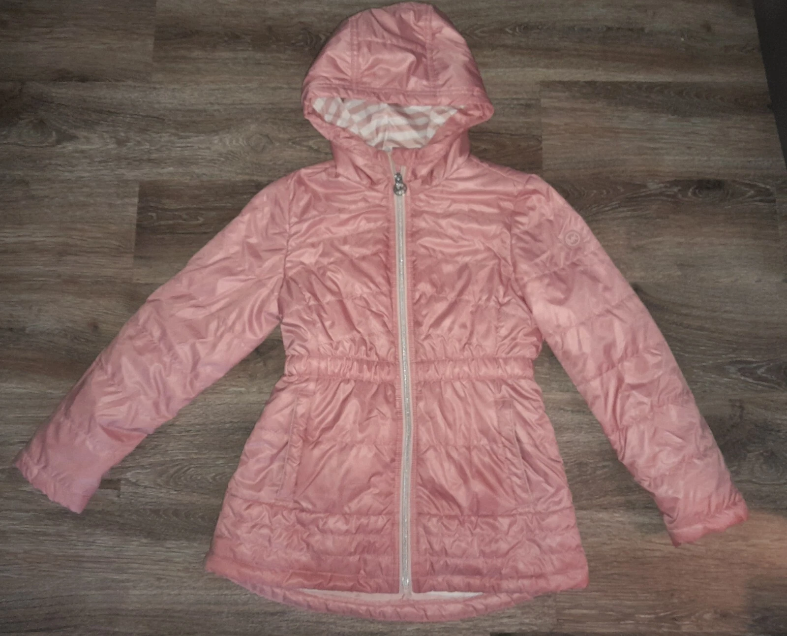 Michael Kors Puffer Coat Ragazza 10 12 Parka con Cappuccio Giacca Leggera MK Zip