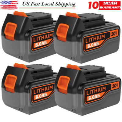 20V Max 8.0Ah Lithium Ion Battery Pack FOR BLACK + DECKER LB2X4020 LBXR20 LBX20