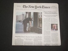 2023 OCTOBER 1 NEW YORK TIMES - CONGRESS RUSHES TO AVOID A GOVERNMENT SHUTDOWN