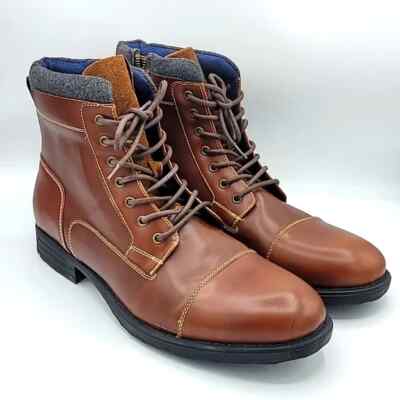NWOB! Express Men's Medium Brown Leather Boots Zip Lace Up