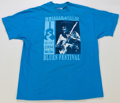 Rare VTG The Tenth Annual Mississippi Valley Blues Festival 1994 T Shirt 90s XL