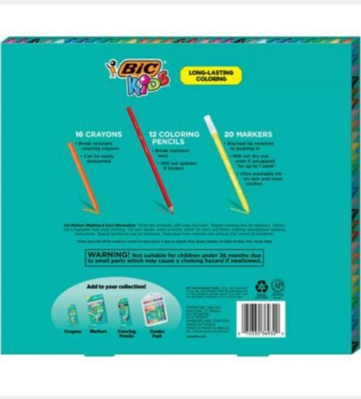  BIC Kids Coloring Markers JUMBO PACK  Assorted 48 Washable Markers