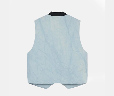 Stussy Washed Canvas Primaloft Vest Light Blue Black Zip Stussy Washed Canvas Primaloft Vest Light Blue Black Zip