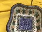 BOLESLAWIEC UNIKAT wavy edge SQUARE BOWL flower motif NEW w TAG! EXCELLENT!! — photo 6
