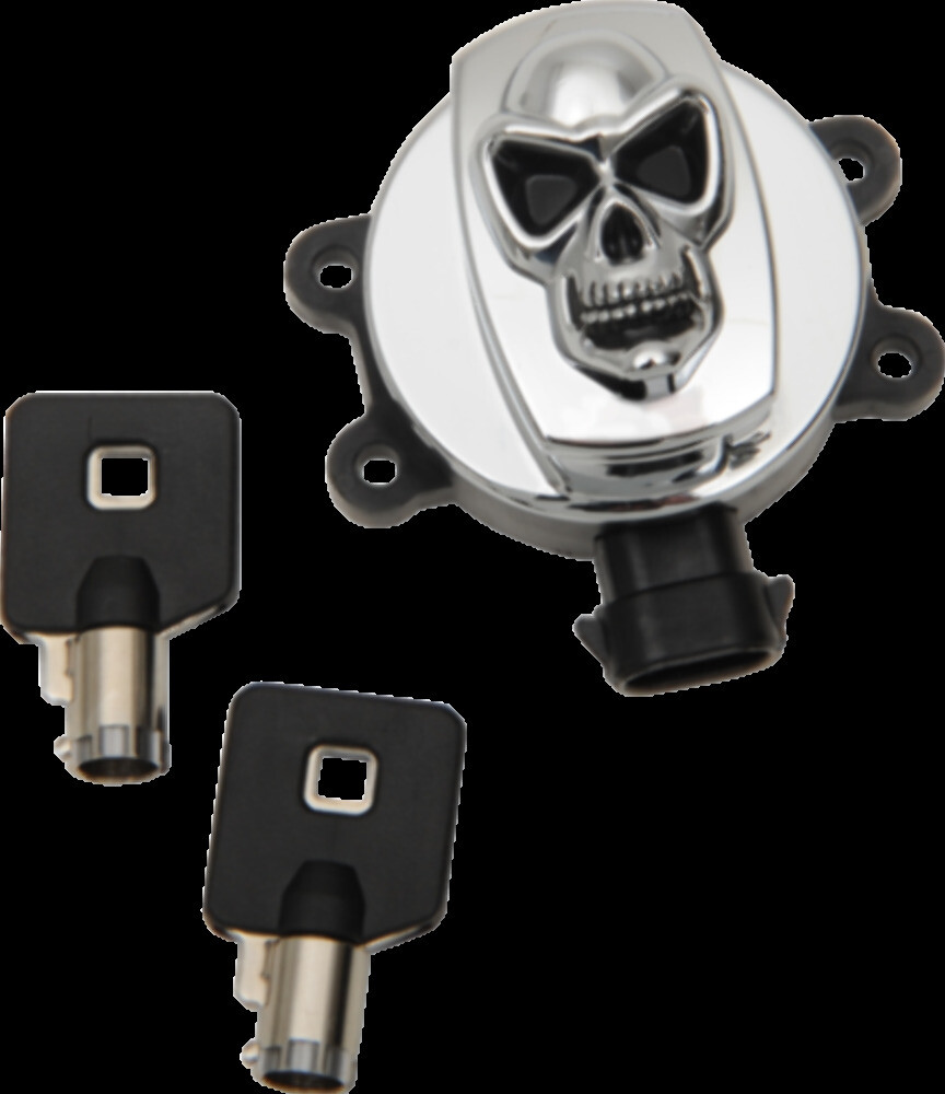 Chrome Skull Ignition Switch for Harley Road King Softail Dyna