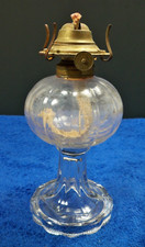 Antique EAPG Pressed Glass Pedestal Kerosene Oil Lamp with Chimney — listing 5