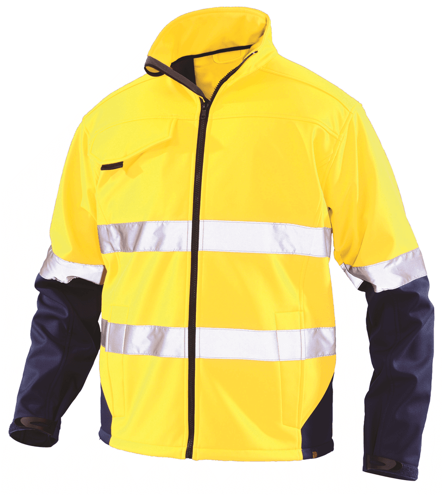 Workhorse HI-VIS SOFTSHELL JACKET MJA014 Zip Closure YELLOW/NAVY