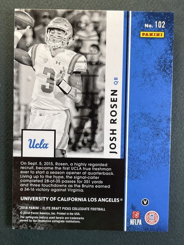 2018 Donruss Elite Rainbow Foil Rookie RC Josh Rosen #102 UCLA Bruins - Picture 2 of 2