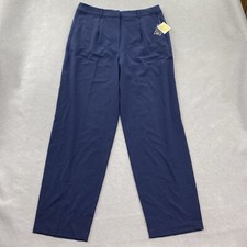 Michael Kors Dress Pants Womens 12 Blue Wide Leg Pleated Stretch