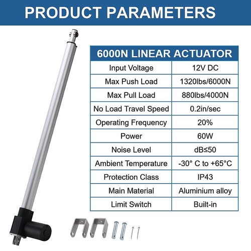 12V Linear Actuator 6000N 300MM 1000MM Linear Motor Fast Speed 35mm/s Heavy Duty - Picture 2 of 34