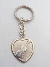 Violin: 925 Silver Heart Keychain - Music - Instrument - Violinist