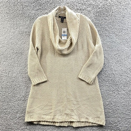 Style & Co Sweater Women's XL Tan Gold Foil Cowl Neck Sweater Ladies XL