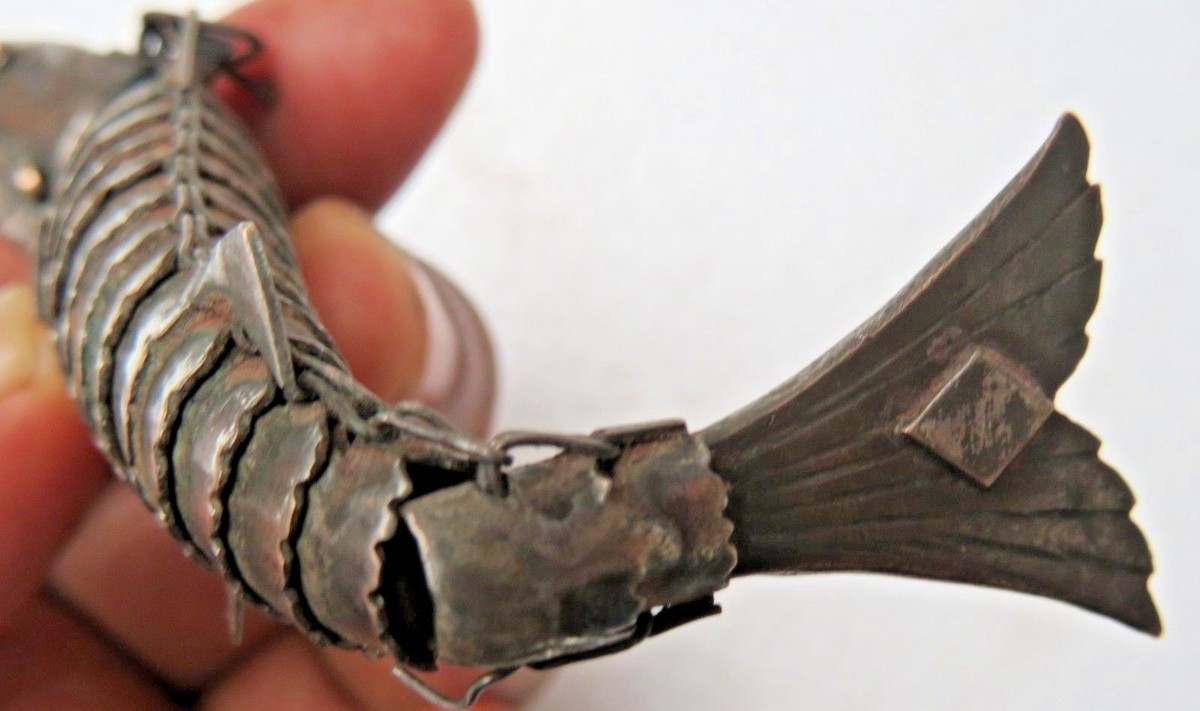 ANTIQUE ARTICULATED VICTORIAN FISH BOX SNUFF HOLDER sterling silver | eBay