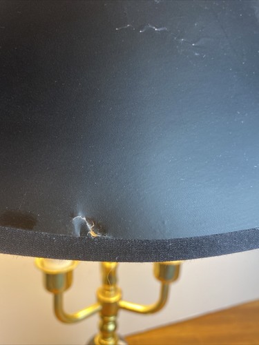 Indiana University Brass & Marble Table Desk Bouillotte Lamp 23” Engraved 1950 - Picture 4 of 8
