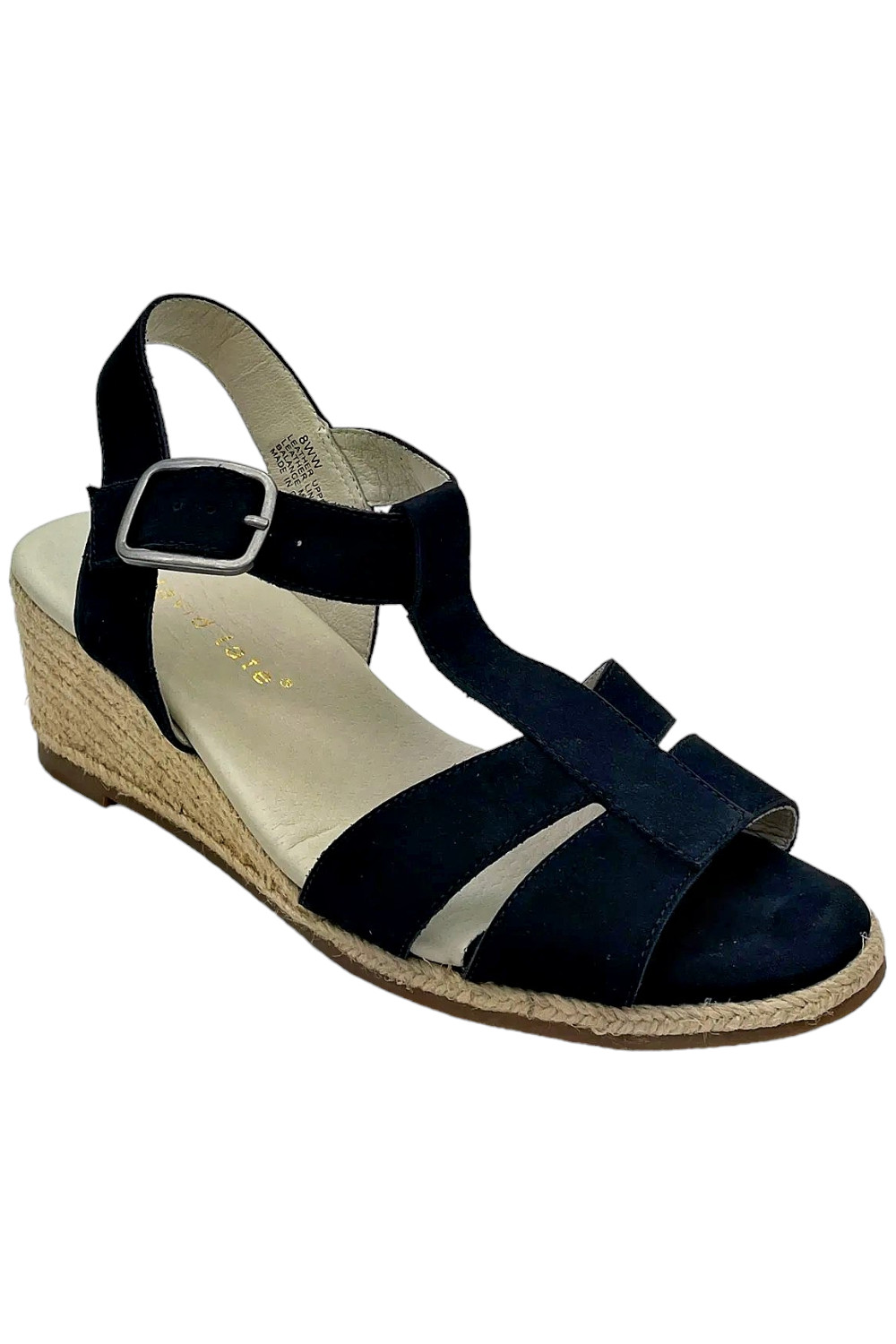 David Tate Adjustable Leather Espadrilles Vacation Navy