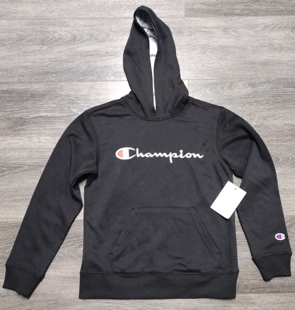 Black Champion Champion Logo Hoodie Junior Boys Hooded Zip Sweatshirt  C-Tech Kids Black C-tech Champion