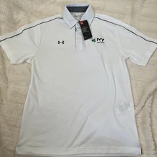Men’s UA Under Armour Golf Polo Shirt W 3rd Party Logo Heat Gear Sz M White NWT