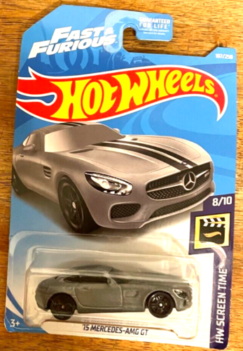 2016 Hot Wheels Gray/BL HW Screen Time ‘15 Mercedes-AMG GT Fast & Furious - Picture 1 of 5