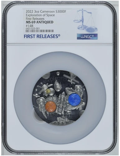 NGC PF692022 Cameroon Exploration Of Space DE DOODLE 3Oz Silver Coin High Relief