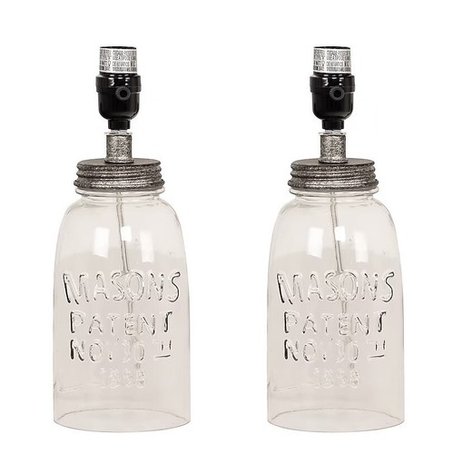 NEW Pair of Glass Mason Jar Lamp Bases Allen + Roth - New In Box - Picture 2 of 2