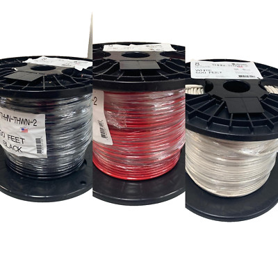New 500  8 AWG THHN THWN RoHS Stranded 600V Copper Wire in Red Black or White